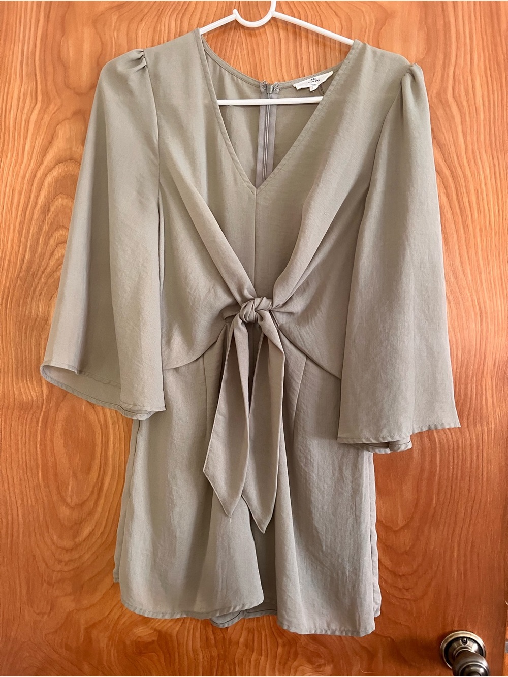 Tie-Front V-Neck Romper in Sage Green